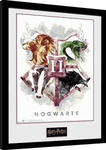 Inramad poster Harry Potter - Hogwarts Water Colour
