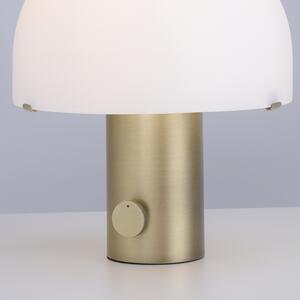 Design bordslampa mässing med vit och dimmer - Gomba