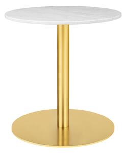 Gubi - Gubi 1.0 Lounge Table, Round, Ø60, Brass Base, Marble Top - Bianco Carrara - Soffbord - Vit - Metall/Sten