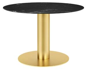 Gubi - GUBI 2.0 Dining Table, Ø 110 cm, Skiva: Marmor - Nero Marquina, Bas: Mässing - Matbord - Svart - Metall/Sten