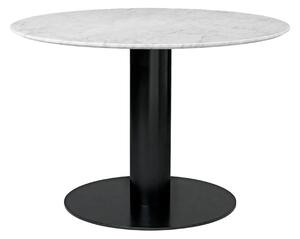 Gubi - GUBI 2.0 Dining Table, Ø 110 cm, Skiva: Marmor - Bianco Carrara, Bas: Svart - Matbord - Vit - Metall/Sten