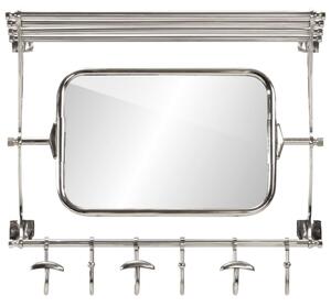 Bagagehylla med klädhängare & spegel väggmonterad aluminium