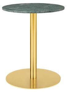 Gubi - Gubi 1.0 Dining Table, Round, Ø60, Brass Base, Marble Top - Verde Guatemala - Matbord - Grön - Metall/Sten