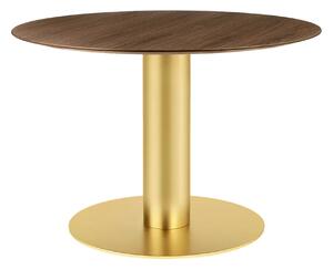 Gubi - GUBI 2.0 Dining Table, Ø 110 cm, Skiva: Trä - Valnöt, Bas: Mässing - Matbord - Träfärgad - Metall/Trä