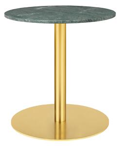 Gubi - Gubi 1.0 Lounge Table, Round, Ø60, Brass Base, Marble Top - Verde Guatemala - Soffbord - Grön - Metall/Sten