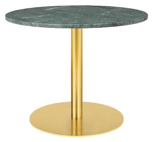 Gubi - Gubi 1.0 Lounge Table, Round, Ø80, Brass Base, Marble Top - Verde Guatemala - Soffbord - Grön - Metall/Sten