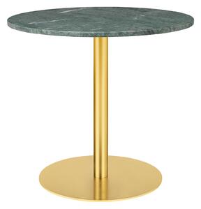 Gubi - Gubi 1.0 Dining Table, Round, Ø80, Brass Base, Marble Top - Verde Guatemala - Matbord - Grön - Metall/Sten