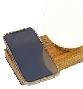 Bordslampa naturell med touch och induktionsladdare - Janneke