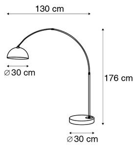 Modern båglampa mässing med vit skärm - Arc Basic