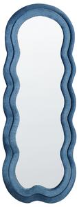 Väggspegel Blå MDF-ram Glas Sammet 57 x 160 cm Oregelbunden Form Dekorativ Väggmonterad Accent Modern stil Beliani