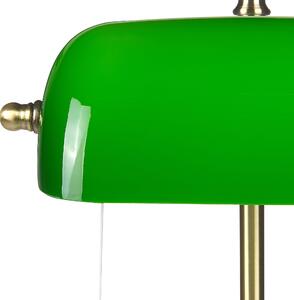 Bordslampa Grön och Guld Metallbas Glasskärm Justerbar Dragknapp Retro Stil Hemmakontor Belysning Beliani