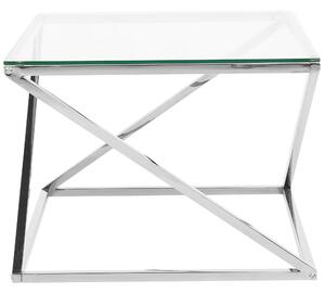 Soffbord Silver Stålram Glas Fyrkantig Skiva Geometrisk Glam Design Beliani