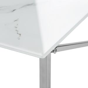 Soffbord Silver Härdat glas Rostfritt stål 100 x 50 cm Glam Minimalistisk design Marmoreffekt Beliani