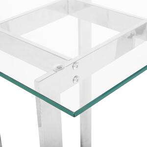 Soffbord Transparent Glas Silver Fyrkantig Bordsskiva Metall Bas Modern Design Beliani