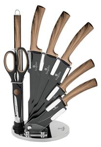 BerlingerHaus - Set med knivar i rostfritt stål i ställ 8st svart/brun