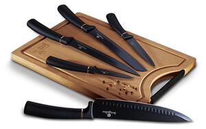 BerlingerHaus - Set med knivar i rostfritt stål 6 st svart med bambu skärbräda