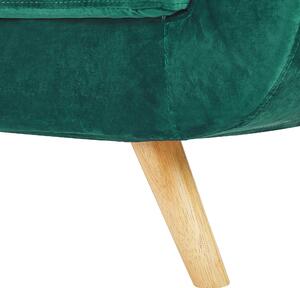 3-sits Soffa Grön Sammet Klädsel Trä Ben med Avtagbart Överdrag Retro Stil Beliani