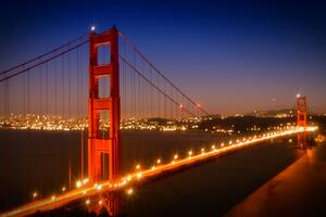 Konstfotografering Evening Cityscape of Golden Gate Bridge, Melanie Viola, (40 x 26.7 cm)