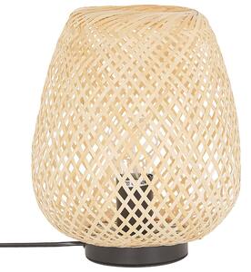 Bordslampa Ljust Trä Bambu 30 cm Boho Stil Hemtillbehör Beliani