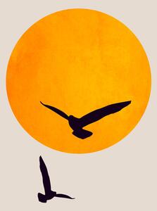 Illustration Birds In The Sky, Kubistika, (26.7 x 40 cm)