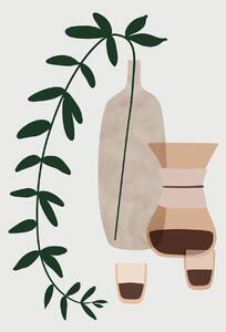 Illustration Boho coffee for two, Blursbyai, (30 x 40 cm)