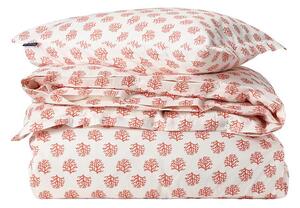 Lexington Striped Cotton Sateen Påslakanset White/Coral 150x210 Orange