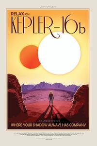Illustration Kepler16b (Planet & Moon Poster) - Space Series (NASA), (26.7 x 40 cm)