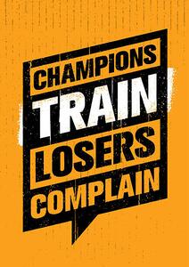 Illustration Champions Train Losers Complain Speech Bubble, subtropica