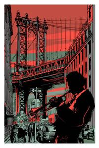 Illustration jazz trumpet player in brooklyn, isaxar