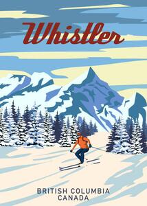 Illustration Whistler Travel Ski resort poster vintage., VectorUp, (30 x 40 cm)