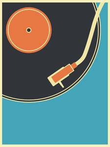 Illustration Retro Music Vintage Turntable Poster in, Youst, (30 x 40 cm)
