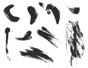 Illustration Set of hand drawn ink textures and brush strokes., Radionastya, (40 x 35 cm)