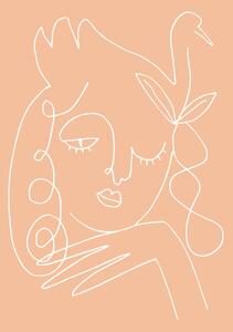Illustration Swan Woman Peach, Pictufy Studio, (26.7 x 40 cm)