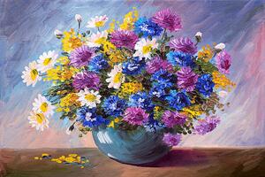 Illustration oil painting - bouquet of wildflowers, Max5799, (40 x 26.7 cm)