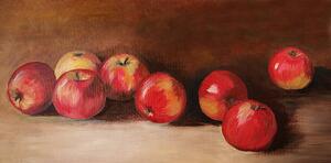 Illustration Acrylic painting with eight red apples, mitza, (40 x 20 cm)