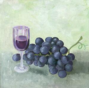 Illustration Oil painting of red wine grapes, mitza, (40 x 40 cm)