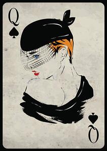 Illustration The girl in retro style. Playing card, Verlen4418, (30 x 40 cm)