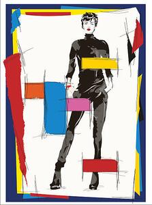 Illustration cubism fashion woman, Verlen4418, (30 x 40 cm)