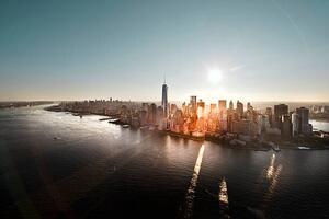Konstfotografering Aerial of Manhattan, NYC at sunrise, Howard Kingsnorth, (40 x 26.7 cm)
