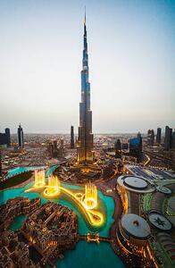 Fotografi Elevated view of Burj Khalifa at twilight, Dubai, John Harper, (26.7 x 40 cm)