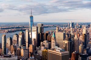Konstfotografering New York City downtown skyline aerial, Alexander Spatari, (40 x 26.7 cm)