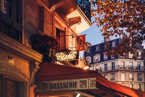 Konstfotografering Parisian cafe at twilight, kolderal, (40 x 26.7 cm)