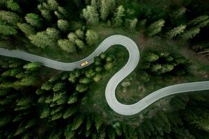 Konstfotografering Aerial view of car traveling on, Roberto Moiola / Sysaworld, (40 x 26.7 cm)