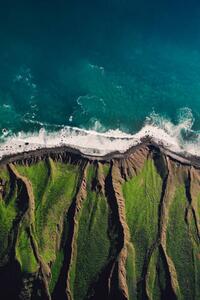 Konstfotografering Cliff edge and the Atlantic ocean, Abstract Aerial Art, (26.7 x 40 cm)