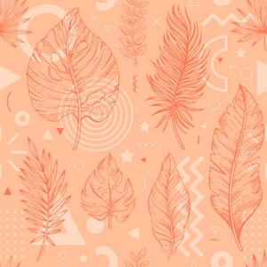 Konstfotografering 2024 peach palm leaf color pattern., o-che, (40 x 40 cm)