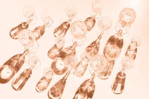 Konstfotografering Variety of empty glasses on peach, Magic cinema, (40 x 26.7 cm)