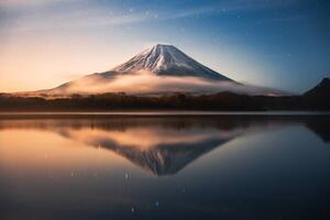 Konstfotografering Fuji Mountain Reflection with Morning sunrise, Jackyenjoyphotography, (40 x 26.7 cm)