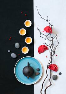 Konstfotografering Trendy east asian afternoon tea still life., twomeows, (26.7 x 40 cm)