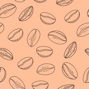Konstfotografering coffee beans seamless pattern hand drawn, Irina Samoylova, (40 x 40 cm)