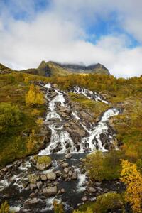 Fotografi Lofoten waterfall on Moskenesoya, Lofoten, Norway, miroslav_1, (26.7 x 40 cm)